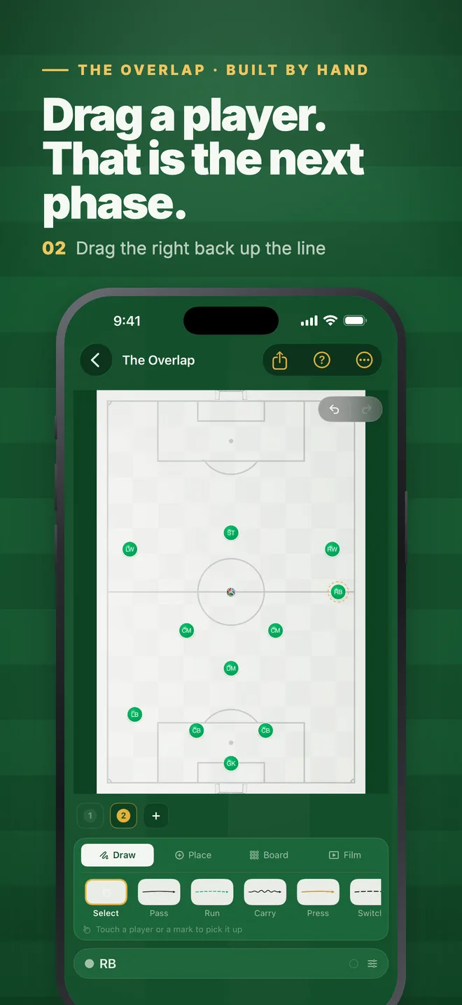 Building The Overlap by hand: drag a player and that is the next phase.